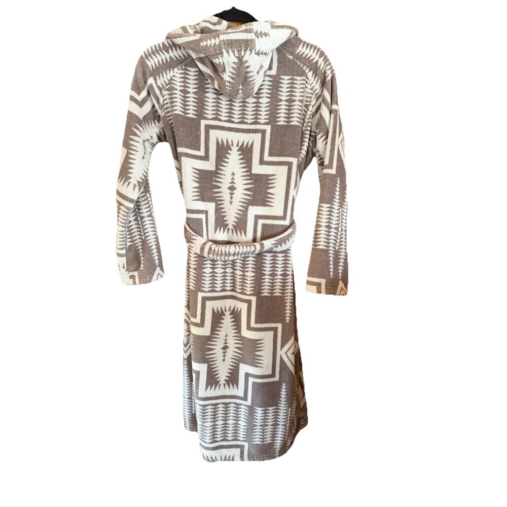 Pendleton Grey Harding Robe Women Aztec Pockets Tie XS-S Cozy Warm Hood - Picture 7 of 7
